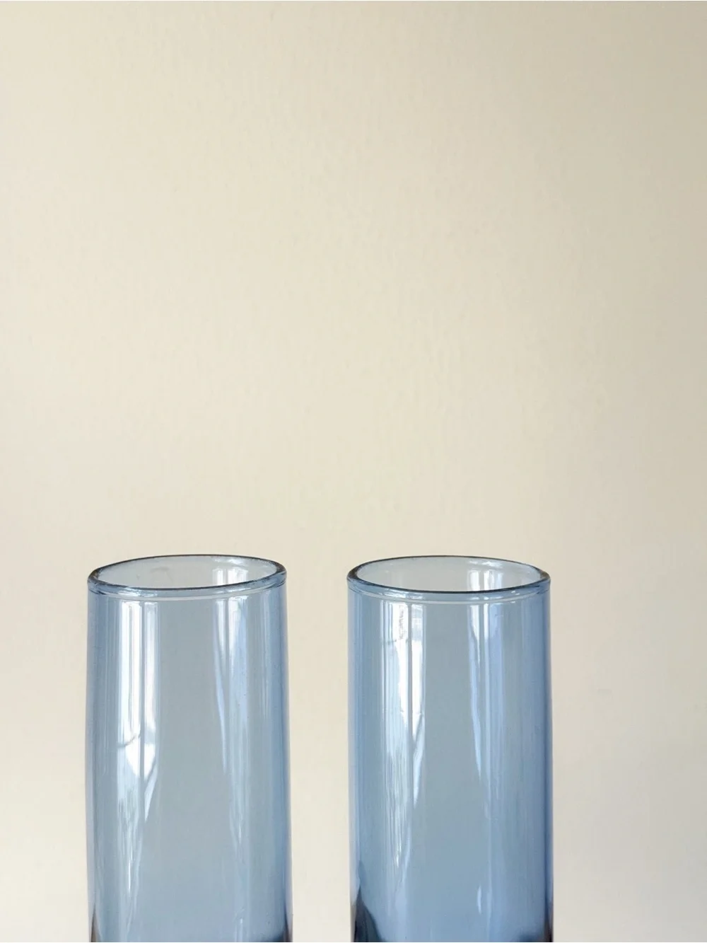 Vintage Libbey Cobalt Blue Cylinder Bud Vases Weighted Base Made in USA 7.5
